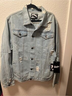 NWT Women’s BKLYNSURF Distressed Jean Jacket Size XXL
